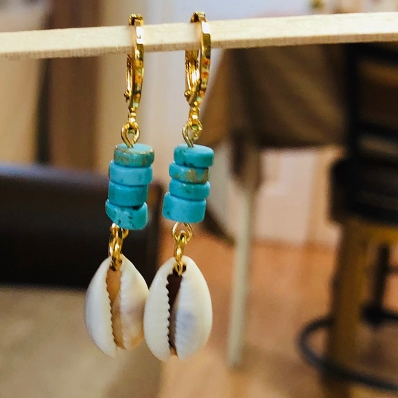 Nela’s Creations Jewelry - Gold Plated Shell & Turquoise
